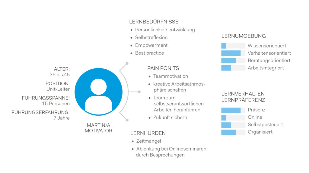 In the design thinking process of the Leadership Learning Landscape at Boehringer Ingelheim, the persona 