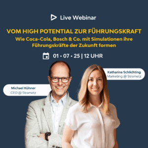 Grafik zum Webinar "Vom High Potential zur Führungskraft" am 1. Juli 2025, 12 Uhr mit Michael Kühner und Katharina Schlichting